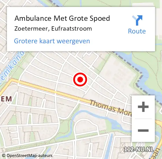 Locatie op kaart van de 112 melding: Ambulance Met Grote Spoed Naar Zoetermeer, Eufraatstroom op 19 november 2015 17:04