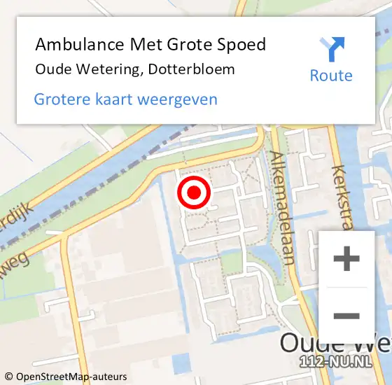 Locatie op kaart van de 112 melding: Ambulance Met Grote Spoed Naar Oude Wetering, Dotterbloem op 19 november 2015 19:15