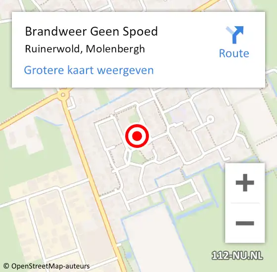 Locatie op kaart van de 112 melding: Brandweer Geen Spoed Naar Ruinerwold, Molenbergh op 19 november 2015 19:30