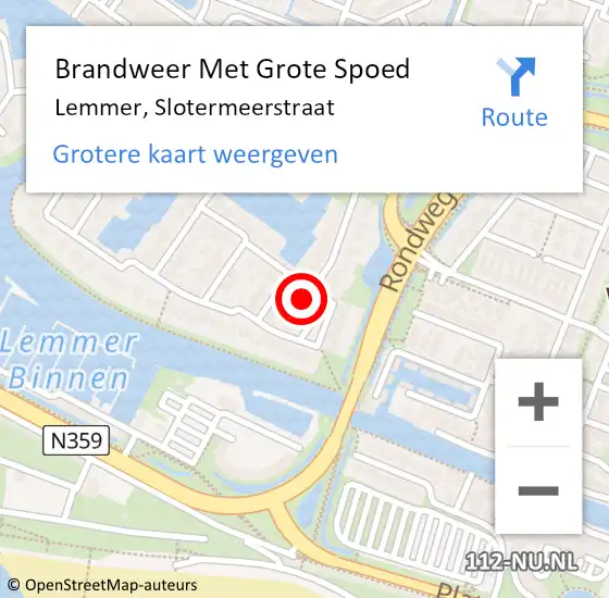 Locatie op kaart van de 112 melding: Brandweer Met Grote Spoed Naar Lemmer, Slotermeerstraat op 19 november 2015 20:04