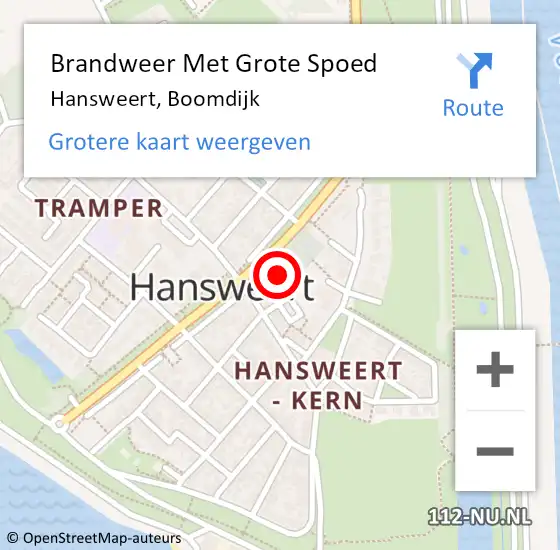 Locatie op kaart van de 112 melding: Brandweer Met Grote Spoed Naar Hansweert, Boomdijk op 19 november 2015 22:02