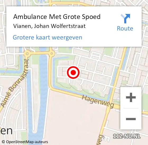 Locatie op kaart van de 112 melding: Ambulance Met Grote Spoed Naar Vianen, Johan Wolfertstraat op 19 november 2015 22:28