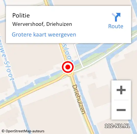 Locatie op kaart van de 112 melding: Politie Wervershoof, Driehuizen op 19 november 2015 22:35