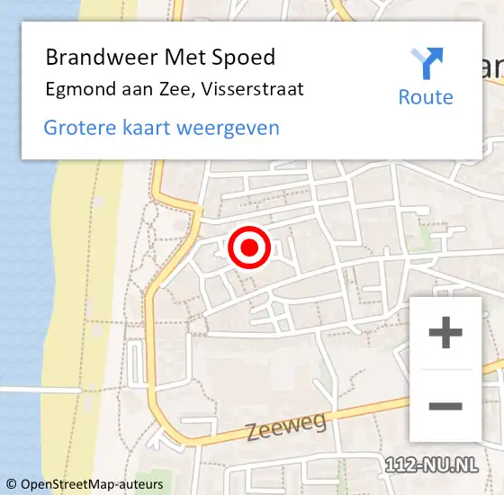 Locatie op kaart van de 112 melding: Brandweer Met Spoed Naar Egmond aan Zee, Visserstraat op 19 november 2015 23:07