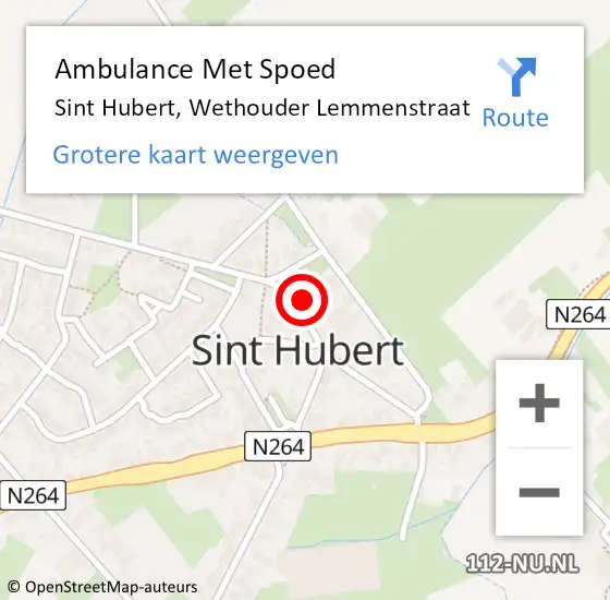 Locatie op kaart van de 112 melding: Ambulance Met Spoed Naar Sint Hubert, Wethouder Lemmenstraat op 20 november 2015 00:35