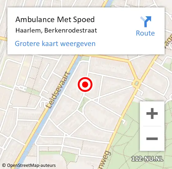 Locatie op kaart van de 112 melding: Ambulance Met Spoed Naar Haarlem, Berkenrodestraat op 20 november 2015 01:19