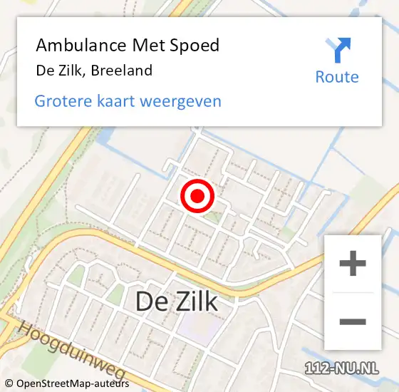 Locatie op kaart van de 112 melding: Ambulance Met Spoed Naar De Zilk, Breeland op 20 november 2015 03:26