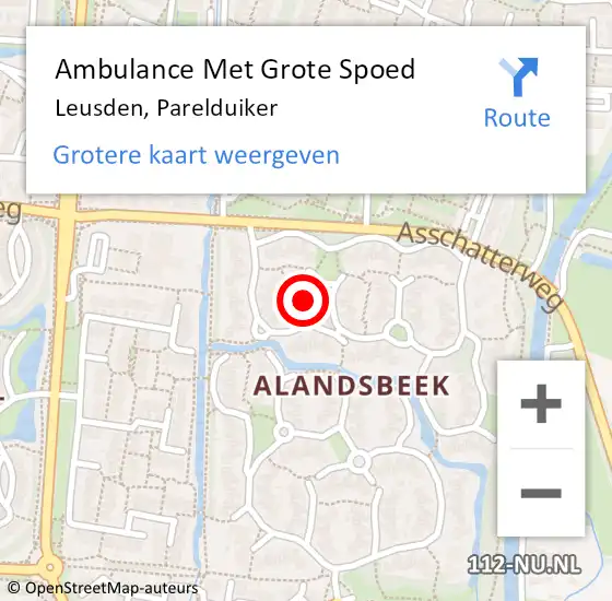 Locatie op kaart van de 112 melding: Ambulance Met Grote Spoed Naar Leusden, Parelduiker op 20 november 2015 06:15