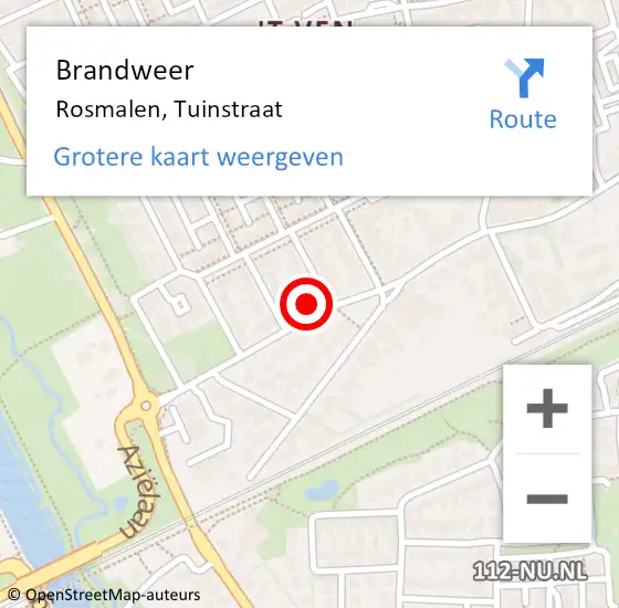 Locatie op kaart van de 112 melding: Brandweer Rosmalen, Tuinstraat op 20 november 2015 08:14