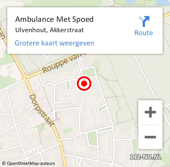 Locatie op kaart van de 112 melding: Ambulance Met Spoed Naar Ulvenhout, Akkerstraat op 20 november 2015 08:16