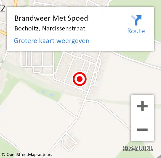 Locatie op kaart van de 112 melding: Brandweer Met Spoed Naar Bocholtz, Narcissenstraat op 20 november 2015 08:44