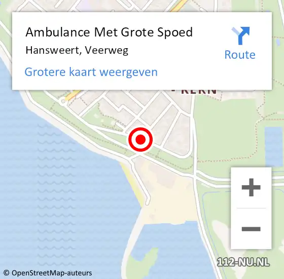 Locatie op kaart van de 112 melding: Ambulance Met Grote Spoed Naar Hansweert, Veerweg op 20 november 2015 08:56