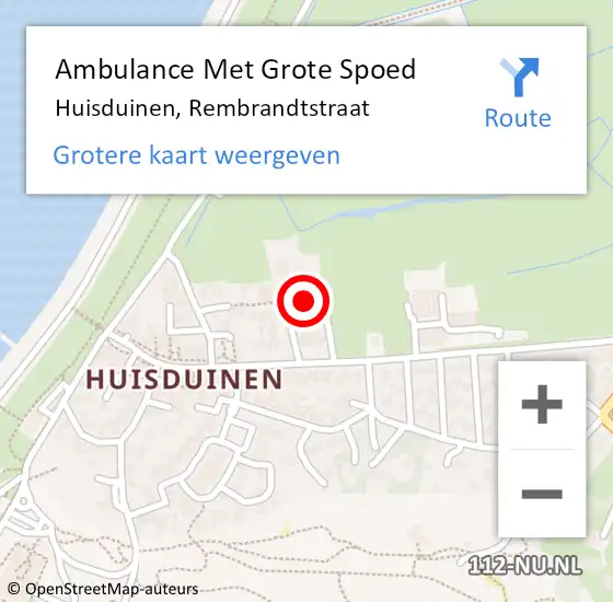 Locatie op kaart van de 112 melding: Ambulance Met Grote Spoed Naar Huisduinen, Rembrandtstraat op 20 november 2015 09:05