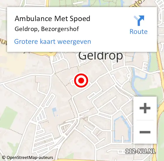 Locatie op kaart van de 112 melding: Ambulance Met Spoed Naar Geldrop, Bezorgershof op 20 november 2015 09:06