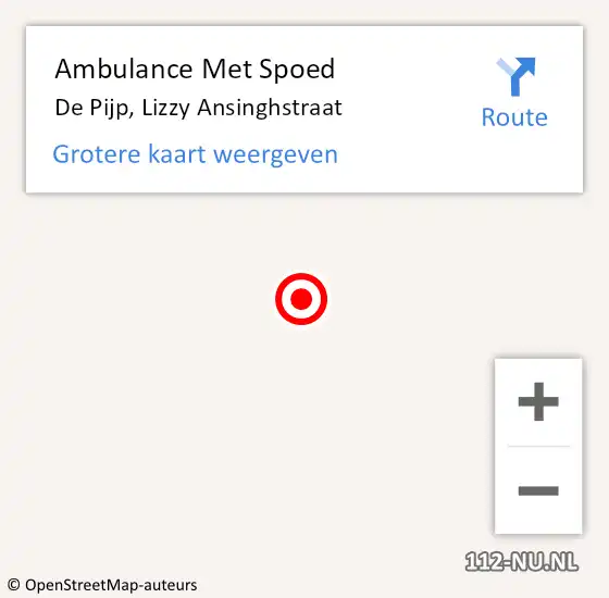 Locatie op kaart van de 112 melding: Ambulance Met Spoed Naar De Pijp, Lizzy Ansinghstraat op 20 november 2015 09:52