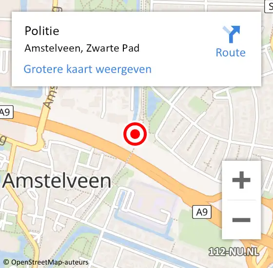 Locatie op kaart van de 112 melding: Politie Amstelveen, Zwarte Pad op 20 november 2015 11:01