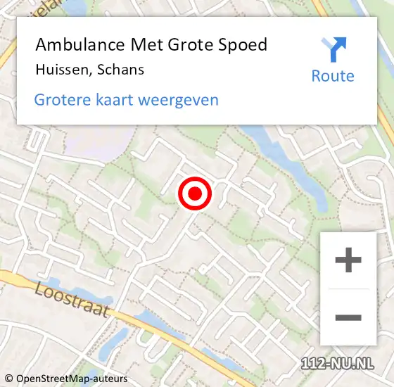 Locatie op kaart van de 112 melding: Ambulance Met Grote Spoed Naar Huissen, Schans op 20 november 2015 11:17