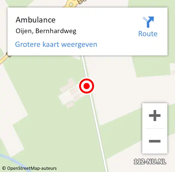 Locatie op kaart van de 112 melding: Ambulance Oijen, Bernhardweg op 27 november 2013 14:37