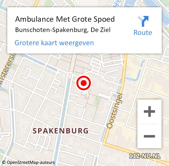 Locatie op kaart van de 112 melding: Ambulance Met Grote Spoed Naar Bunschoten-Spakenburg, De Ziel op 20 november 2015 12:59