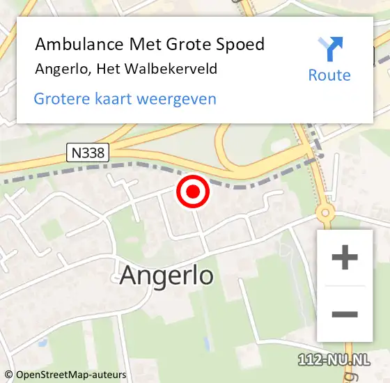 Locatie op kaart van de 112 melding: Ambulance Met Grote Spoed Naar Angerlo, Het Walbekerveld op 27 november 2013 14:45