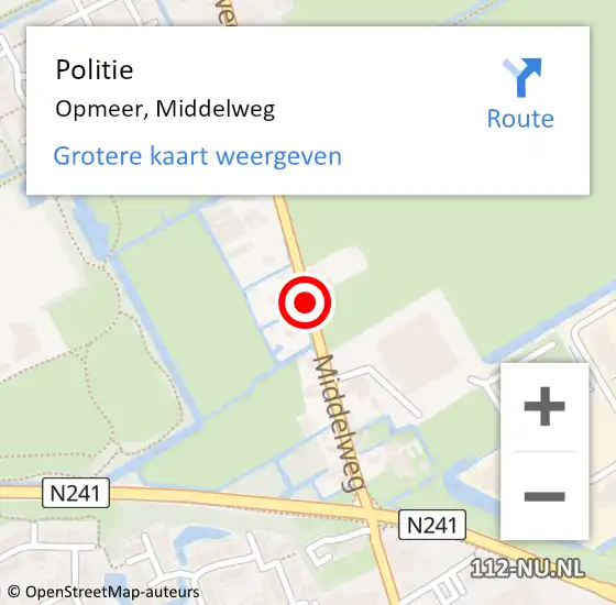 Locatie op kaart van de 112 melding: Politie Opmeer, Middelweg op 20 november 2015 14:42