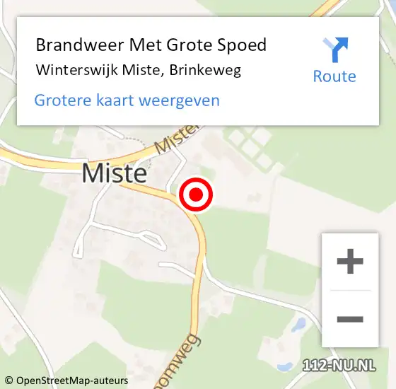 Locatie op kaart van de 112 melding: Brandweer Met Grote Spoed Naar Winterswijk Miste, Brinkeweg op 27 november 2013 14:58