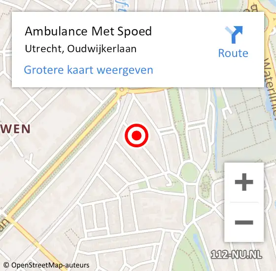 Locatie op kaart van de 112 melding: Ambulance Met Spoed Naar Utrecht, Oudwijkerlaan op 20 november 2015 16:29