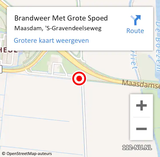 Locatie op kaart van de 112 melding: Brandweer Met Grote Spoed Naar Maasdam, 'S-Gravendeelseweg op 20 november 2015 16:41