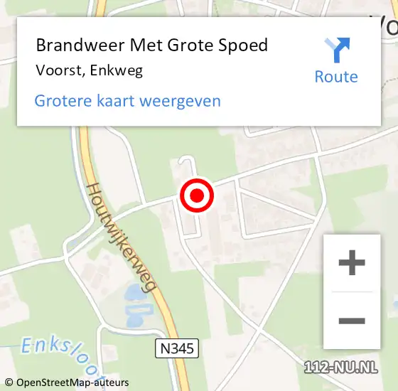 Locatie op kaart van de 112 melding: Brandweer Met Grote Spoed Naar Voorst, Enkweg op 20 november 2015 16:42