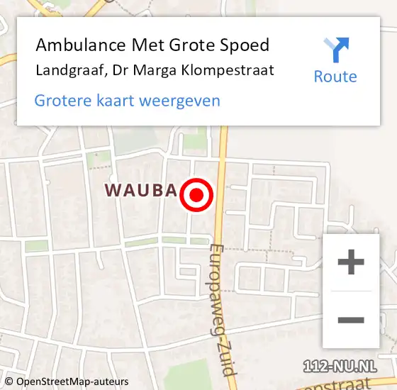 Locatie op kaart van de 112 melding: Ambulance Met Grote Spoed Naar Landgraaf, Dr Marga Klompestraat op 27 november 2013 15:11