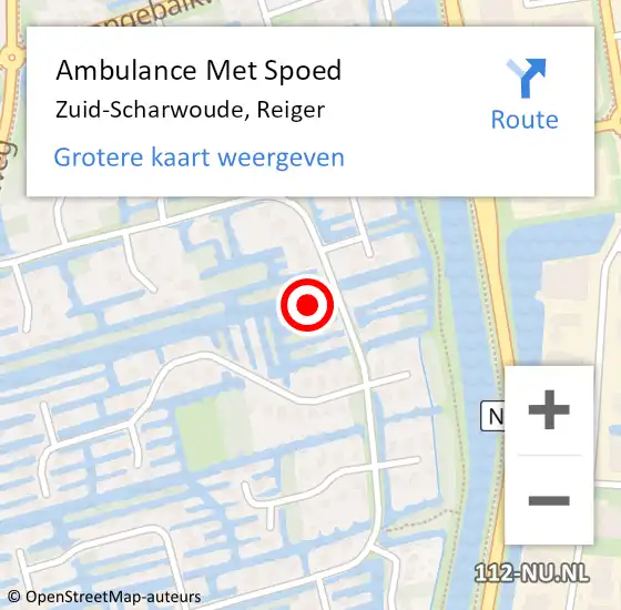 Locatie op kaart van de 112 melding: Ambulance Met Spoed Naar Zuid-Scharwoude, Reiger op 20 november 2015 17:20