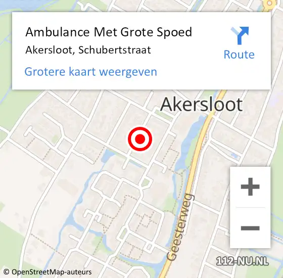 Locatie op kaart van de 112 melding: Ambulance Met Grote Spoed Naar Akersloot, Schubertstraat op 20 november 2015 18:41