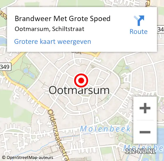 Locatie op kaart van de 112 melding: Brandweer Met Grote Spoed Naar Ootmarsum, Schiltstraat op 20 november 2015 19:25