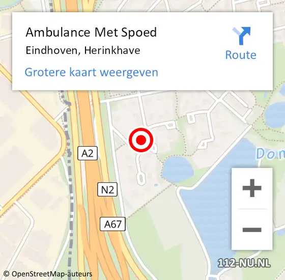 Locatie op kaart van de 112 melding: Ambulance Met Spoed Naar Eindhoven, Herinkhave op 20 november 2015 19:28