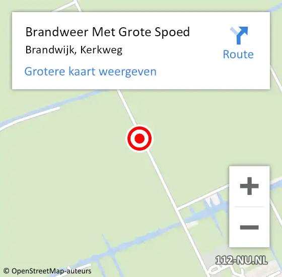 Locatie op kaart van de 112 melding: Brandweer Met Grote Spoed Naar Brandwijk, Kerkweg op 20 november 2015 19:31