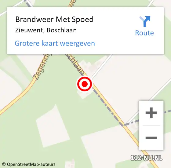 Locatie op kaart van de 112 melding: Brandweer Met Spoed Naar Zieuwent, Boschlaan op 20 november 2015 19:35