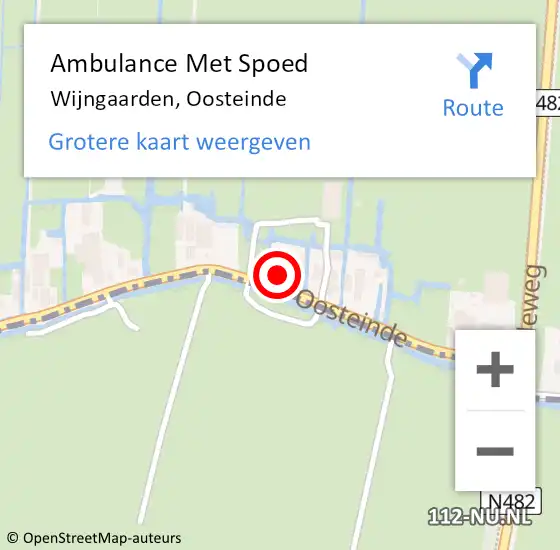 Locatie op kaart van de 112 melding: Ambulance Met Spoed Naar Wijngaarden, Oosteinde op 20 november 2015 20:56