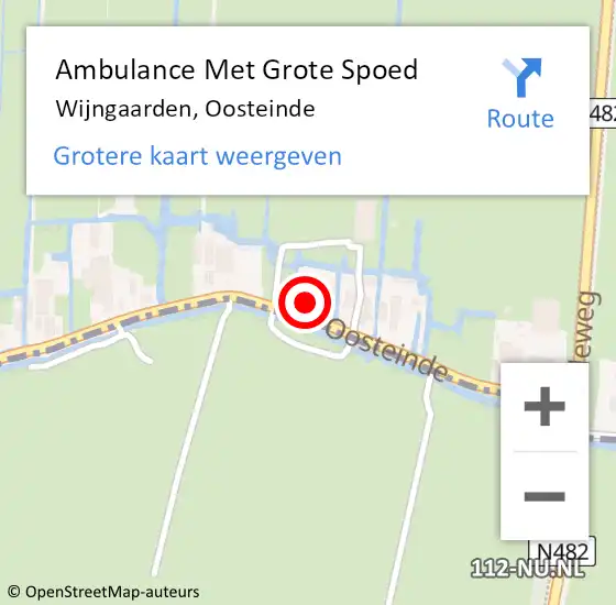 Locatie op kaart van de 112 melding: Ambulance Met Grote Spoed Naar Wijngaarden, Oosteinde op 20 november 2015 20:58