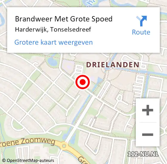 Locatie op kaart van de 112 melding: Brandweer Met Grote Spoed Naar Harderwijk, Tonselsedreef op 20 november 2015 21:32