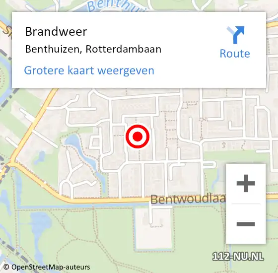 Locatie op kaart van de 112 melding: Brandweer Benthuizen, Rotterdambaan op 20 november 2015 21:50