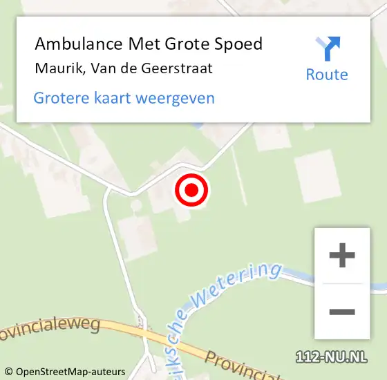 Locatie op kaart van de 112 melding: Ambulance Met Grote Spoed Naar Maurik, Van de Geerstraat op 20 november 2015 22:17