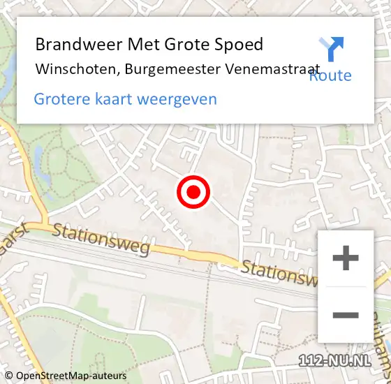 Locatie op kaart van de 112 melding: Brandweer Met Grote Spoed Naar Winschoten, Burgemeester Venemastraat op 21 november 2015 00:10