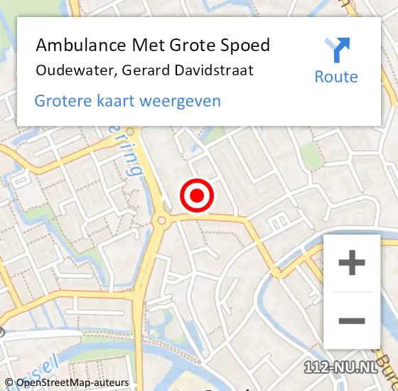 Locatie op kaart van de 112 melding: Ambulance Met Grote Spoed Naar Oudewater, Gerard Davidstraat op 21 november 2015 01:11