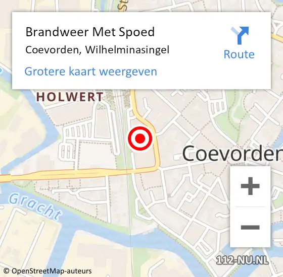 Locatie op kaart van de 112 melding: Brandweer Met Spoed Naar Coevorden, Wilhelminasingel op 21 november 2015 03:36