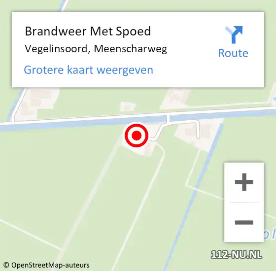 Locatie op kaart van de 112 melding: Brandweer Met Spoed Naar Vegelinsoord, Meenscharweg op 21 november 2015 07:24