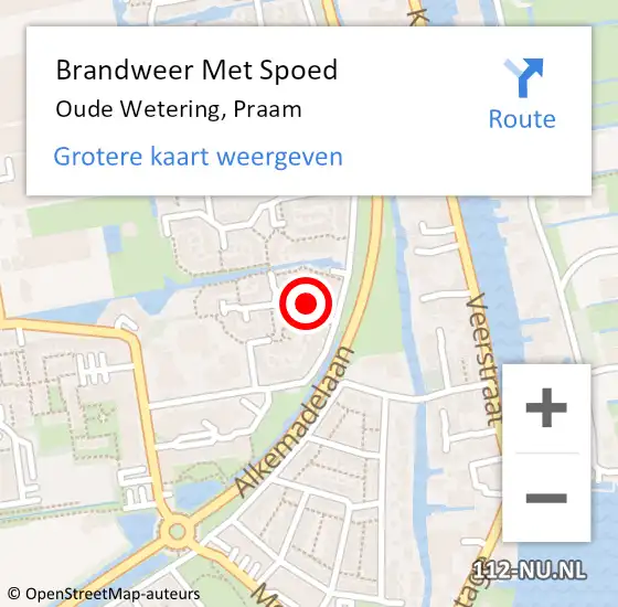 Locatie op kaart van de 112 melding: Brandweer Met Spoed Naar Oude Wetering, Praam op 21 november 2015 07:53