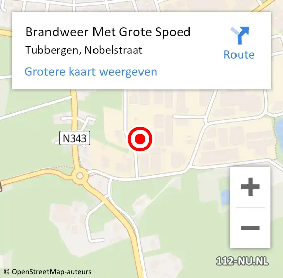 Locatie op kaart van de 112 melding: Brandweer Met Grote Spoed Naar Tubbergen, Nobelstraat op 21 november 2015 09:14