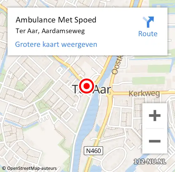 Locatie op kaart van de 112 melding: Ambulance Met Spoed Naar Ter Aar, Aardamseweg op 21 november 2015 09:55