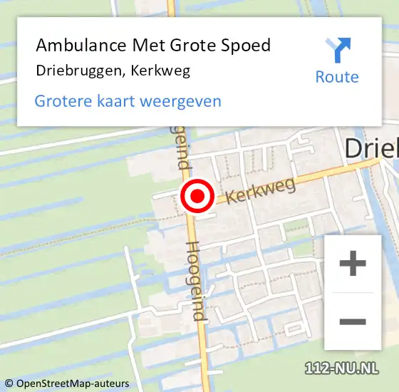 Locatie op kaart van de 112 melding: Ambulance Met Grote Spoed Naar Driebruggen, Kerkweg op 21 november 2015 10:07