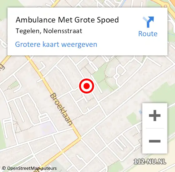 Locatie op kaart van de 112 melding: Ambulance Met Grote Spoed Naar Tegelen, Nolensstraat op 21 november 2015 10:59